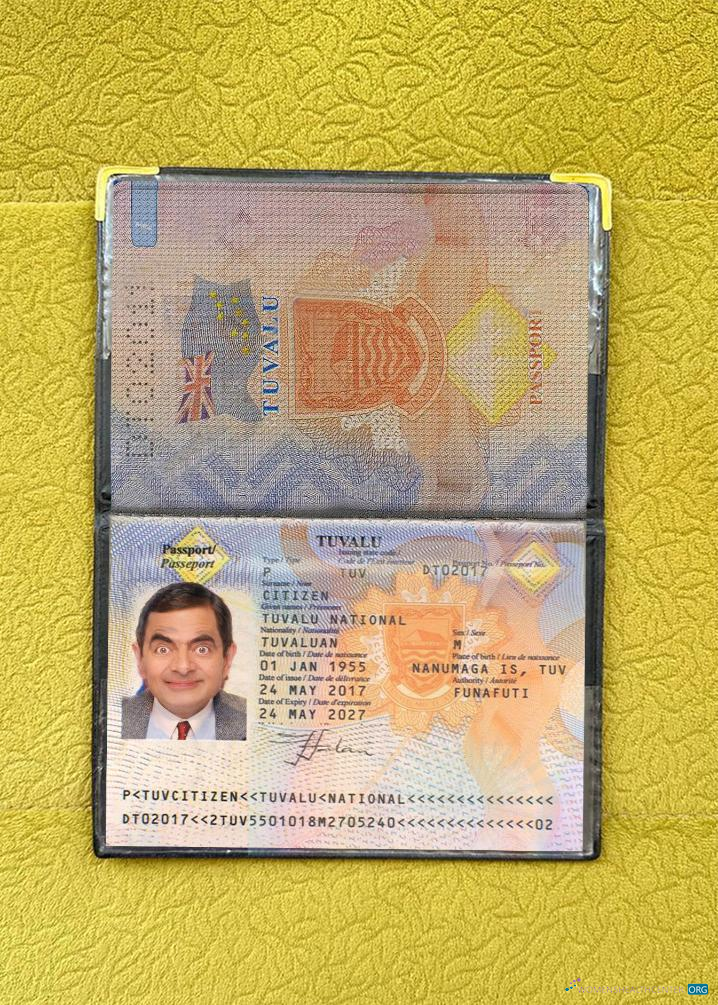 Download Tuvalu passport photolook Photoshop template